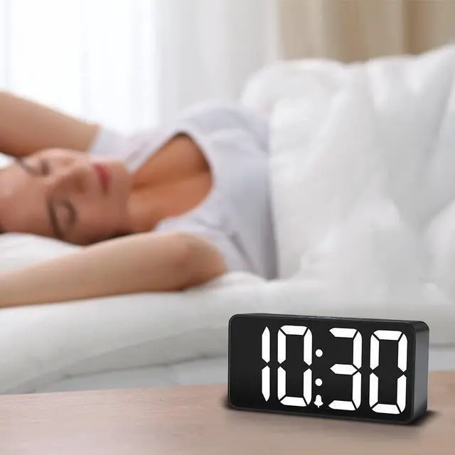 Alt view image 6 of 7 - DreamSky Compact Digital Alarm Clock with USB Charging Port, 0-100% Brightness Dimmer, Large Bold Number Display, Adjustable Alarm Volume, 12/24Hr, Snooze, Small Desk Clocks for Bedroom Bedside