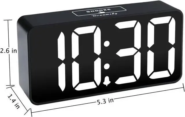 Alt view image 7 of 7 - DreamSky Compact Digital Alarm Clock with USB Charging Port, 0-100% Brightness Dimmer, Large Bold Number Display, Adjustable Alarm Volume, 12/24Hr, Snooze, Small Desk Clocks for Bedroom Bedside