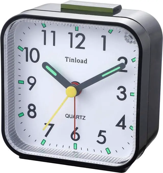 Alt view image 2 of 7 - Small Battery Operated Analog Alarm Clock Silent Non Ticking, Ascending Beep Sounds, Snooze,Light Functions, Easy Set(Black)