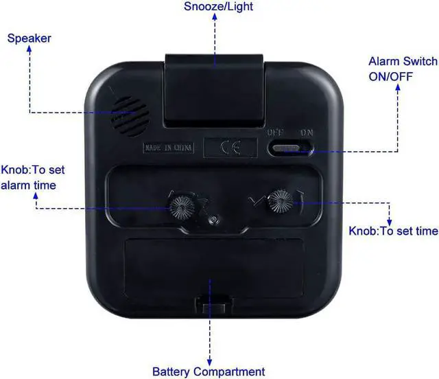 Alt view image 4 of 7 - Small Battery Operated Analog Alarm Clock Silent Non Ticking, Ascending Beep Sounds, Snooze,Light Functions, Easy Set(Black)