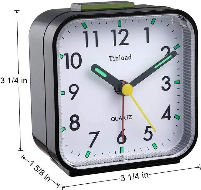 Alt view image 6 of 7 - Small Battery Operated Analog Alarm Clock Silent Non Ticking, Ascending Beep Sounds, Snooze,Light Functions, Easy Set(Black)