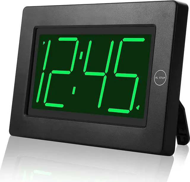 Main image of KWANWA Alarm Clock, Wall Clock, Digital Clock, 3" LED Digit Display, Battery Operated, Adjustable Brightness, Auto Night Mode, Auto Alarm Volume Increasing, Wall-Mount & Table-top