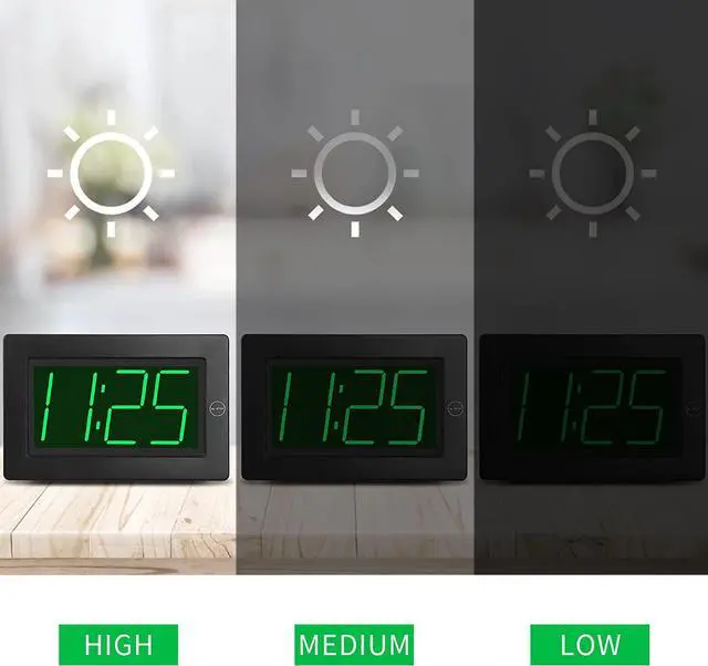 Alt view image 4 of 7 - KWANWA Alarm Clock, Wall Clock, Digital Clock, 3" LED Digit Display, Battery Operated, Adjustable Brightness, Auto Night Mode, Auto Alarm Volume Increasing, Wall-Mount & Table-top