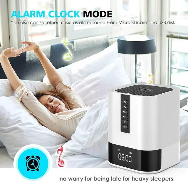 Alt view image 4 of 7 - Night Light Bluetooth Speaker, 5 in 1 Touch Control Bedside Lamp Dimmable Multi-Color Changing, Bedroom Alarm Clock, Best Birthday Gift Ideas for 10 11 12 13 14 Year Old Teenage Girls/Boys
