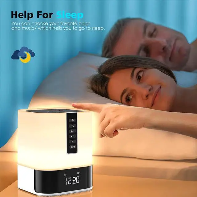 Alt view image 5 of 7 - Night Light Bluetooth Speaker, 5 in 1 Touch Control Bedside Lamp Dimmable Multi-Color Changing, Bedroom Alarm Clock, Best Birthday Gift Ideas for 10 11 12 13 14 Year Old Teenage Girls/Boys