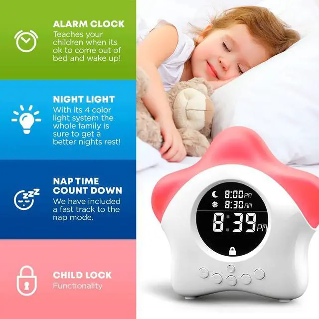 Alt view image 3 of 6 - Stay-in-Bed Clock for Kids - Toddler Sleep Trainer, Night Light & Alarm