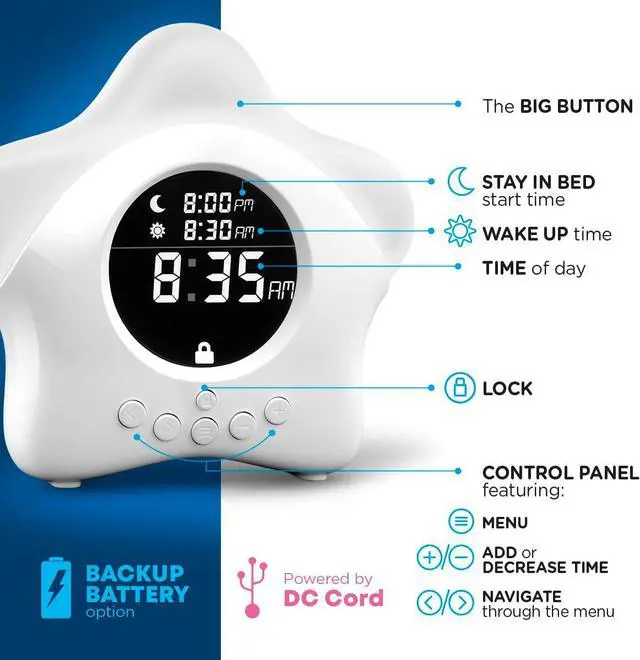 Alt view image 4 of 6 - Stay-in-Bed Clock for Kids - Toddler Sleep Trainer, Night Light & Alarm