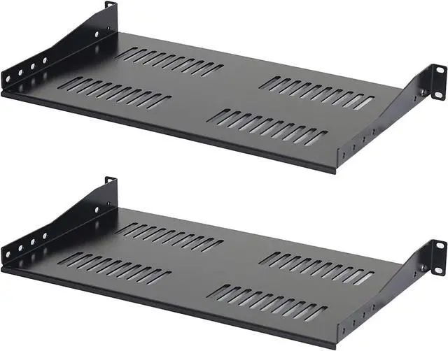 Main image of 1U Universal Server Shelf Vented Rack Mount Cantilever Shelf 10" Deep, for 19 Equipment Racks - Fixed Server Rack Cabinet Shelf 2-Pack