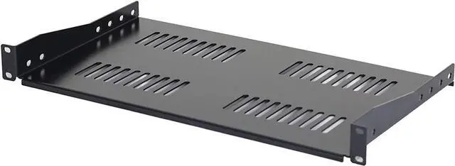 Alt view image 3 of 5 - 1U Universal Server Shelf Vented Rack Mount Cantilever Shelf 10" Deep, for 19 Equipment Racks - Fixed Server Rack Cabinet Shelf 2-Pack