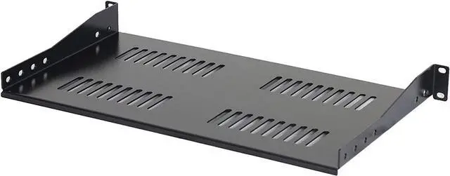 Alt view image 2 of 5 - 1U Universal Server Shelf Vented Rack Mount Cantilever Shelf 10" Deep, for 19 Equipment Racks - Fixed Server Rack Cabinet Shelf 2-Pack
