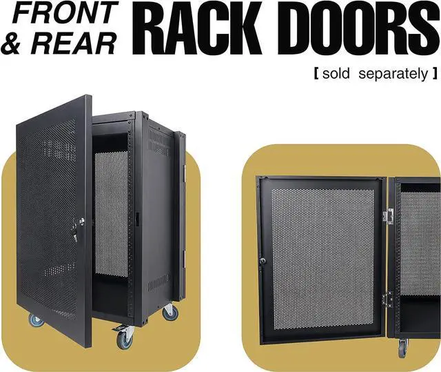 Alt view image 6 of 6 - Sound Town 8U Universal Steel Rack, w/ 3" Locking Casters, Vented Side Panels for Audio Video, Server and Network Equipment (STRK-M8U)