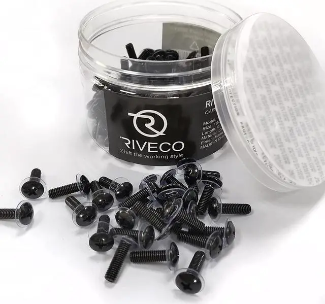 Alt view image 2 of 6 - RIVECO 100PCS 10-32 Rack Screws for Server Cabinets & Racks Tapered Holes Mounting Network Equipment Audio Devices, Carbon Steel Black