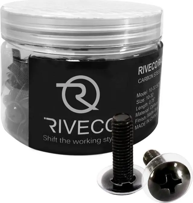 Alt view image 6 of 6 - RIVECO 100PCS 10-32 Rack Screws for Server Cabinets & Racks Tapered Holes Mounting Network Equipment Audio Devices, Carbon Steel Black