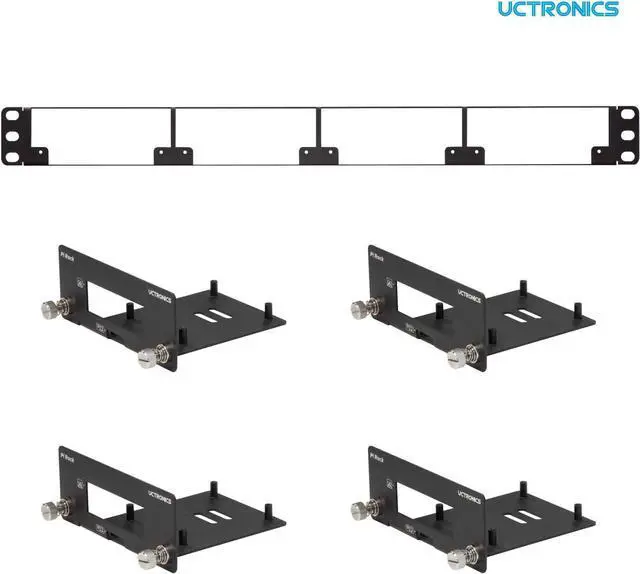 Alt view image 2 of 6 - UCTRONICS Front Removable 1U Rack Mount for Raspberry Pi, with 4 Mounting Brackets for Raspberry Pi 5, 4B, 3B+/3B, and Other B Models