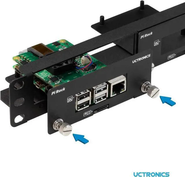 Alt view image 4 of 6 - UCTRONICS Front Removable 1U Rack Mount for Raspberry Pi, with 4 Mounting Brackets for Raspberry Pi 5, 4B, 3B+/3B, and Other B Models