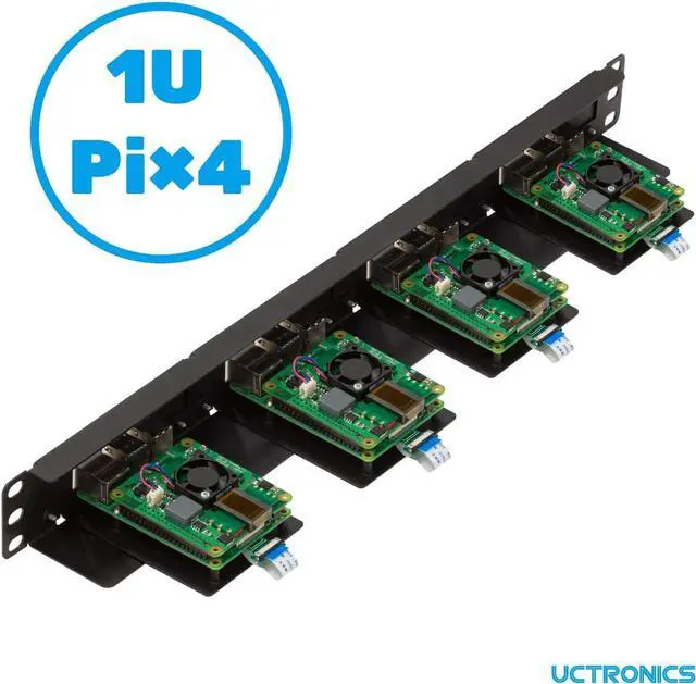 Alt view image 3 of 6 - UCTRONICS Front Removable 1U Rack Mount for Raspberry Pi, with 4 Mounting Brackets for Raspberry Pi 5, 4B, 3B+/3B, and Other B Models