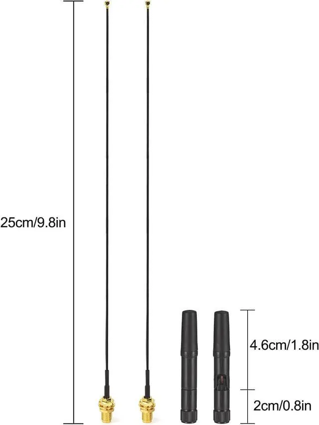Alt view image 2 of 6 - M.2 Card Antenna 2.4GHz 5GHz Small WiFi Antenna RP-SMA Male with MHF4 IPEX to RP-SMA Female Cable 9.8in (4-Pack) for M.2 NGFF Network Card PC Desktop Computer