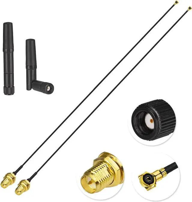 Alt view image 3 of 6 - M.2 Card Antenna 2.4GHz 5GHz Small WiFi Antenna RP-SMA Male with MHF4 IPEX to RP-SMA Female Cable 9.8in (4-Pack) for M.2 NGFF Network Card PC Desktop Computer