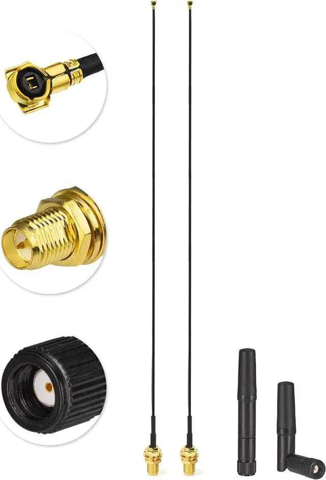 Alt view image 6 of 6 - M.2 Card Antenna 2.4GHz 5GHz Small WiFi Antenna RP-SMA Male with MHF4 IPEX to RP-SMA Female Cable 9.8in (4-Pack) for M.2 NGFF Network Card PC Desktop Computer