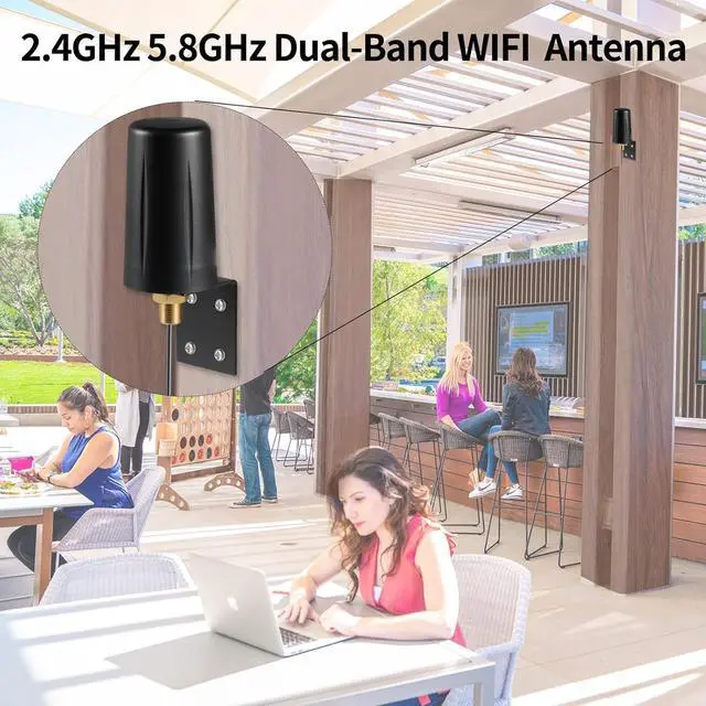 Alt view image 5 of 7 - Outdoor 7dBi Dual Band 2.4GHz 5GHz 5.8GHz Long Range WiFi Booster Antenna for WiFi Router Hotspot Network Devices PC Security IP Camera Internet WiFi6 Desktop PC USB Adapter Card, Eifagur