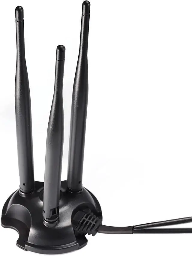 Alt view image 7 of 7 - Eightwood 2.4GHz 5GHz Dual Band WiFi Antenna, 3 RP-SMA Connector WiFi 6 Antenna Magnetic Base for PC Desktop Computer, PCIe Network Card, Wireless Router, Mobile Hotspot