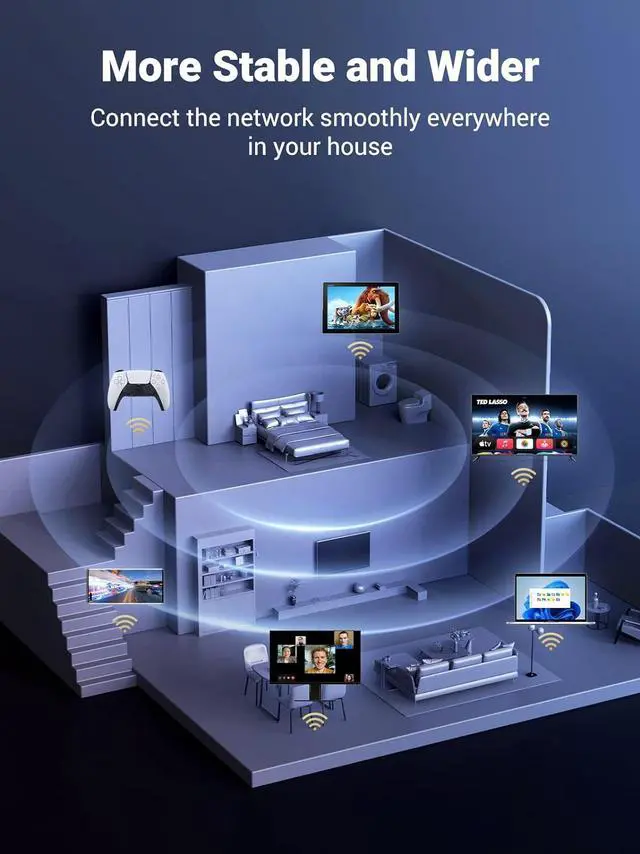 Alt view image 4 of 7 - UGREEN USB WiFi Adapter, WiFi Adapter with AC1300 5dBi High Gain Dual Antennas, 5G/2.4G Dual Band, 164ft Wide Range, USB 3.0 WiFi Adapter for Desktop PC Laptop, Support Windows 11/10/8.1/8/7