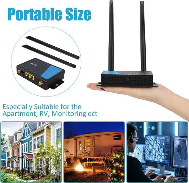 Alt view image 6 of 7 - 4G LTE Router [Detachable Antennas Version], Modem with SIM Card Slot Unlocked, Mobile Hotspot Support AT&T and T-Mobile, 2-Antenna Wireless Wi-Fi Router
