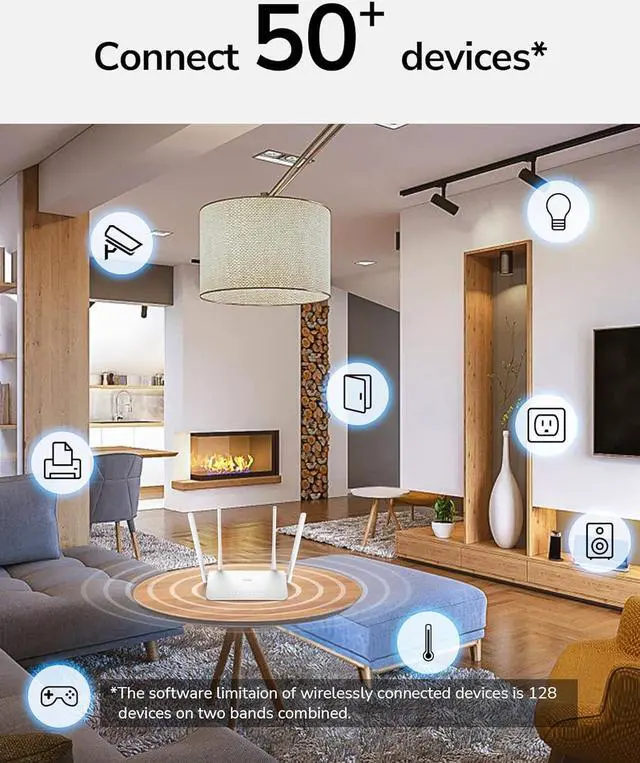 Alt view image 6 of 7 - Cudy AC1200 Gigabit WiFi Router(WR1300), Dual Band MU-MIMO Wireless Internet Router, 4 x Antennas, VPN, Guest WiFi and AP Mode, Long Range Coverage