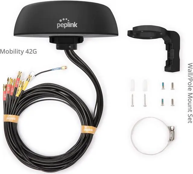 Alt view image 5 of 5 - Peplink Cellular and WiFi Antenna Mobility 42G 5G/LTE 2x2 MIMO Dual Band (2.4GHz & 5GHz) External Router Computer Networking Antenna System with GPS receiver Robust IP68 Rating 6.5 ft, Black