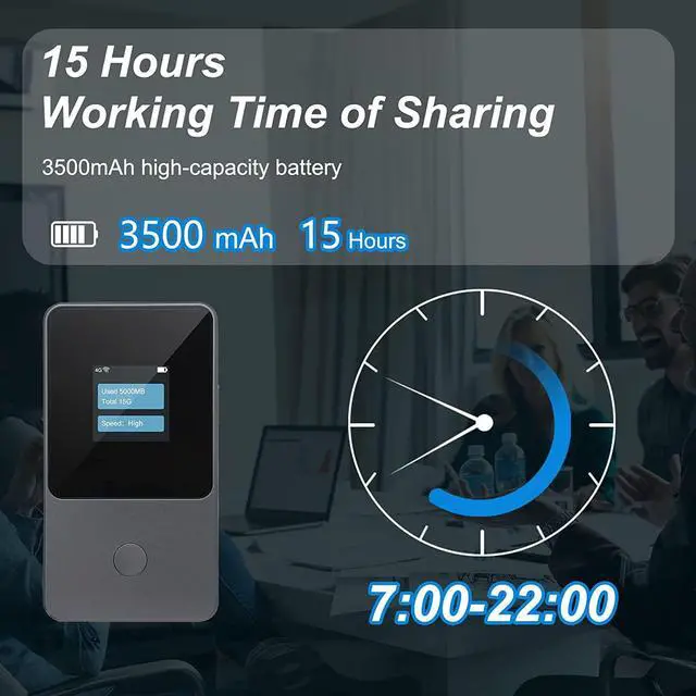 Alt view image 6 of 7 - Metaspot T8 4G LTE WiFi Hotspot,Portable Mifi Router,U.S. 10GB & Global 3GB Free Data Preloaded for Travel in 130+Countries,300+Carrier Access,12h Long Battery Life,No Contract or SIM Card Required