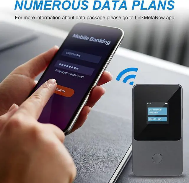 Alt view image 7 of 7 - Metaspot T8 4G LTE WiFi Hotspot,Portable Mifi Router,U.S. 10GB & Global 3GB Free Data Preloaded for Travel in 130+Countries,300+Carrier Access,12h Long Battery Life,No Contract or SIM Card Required