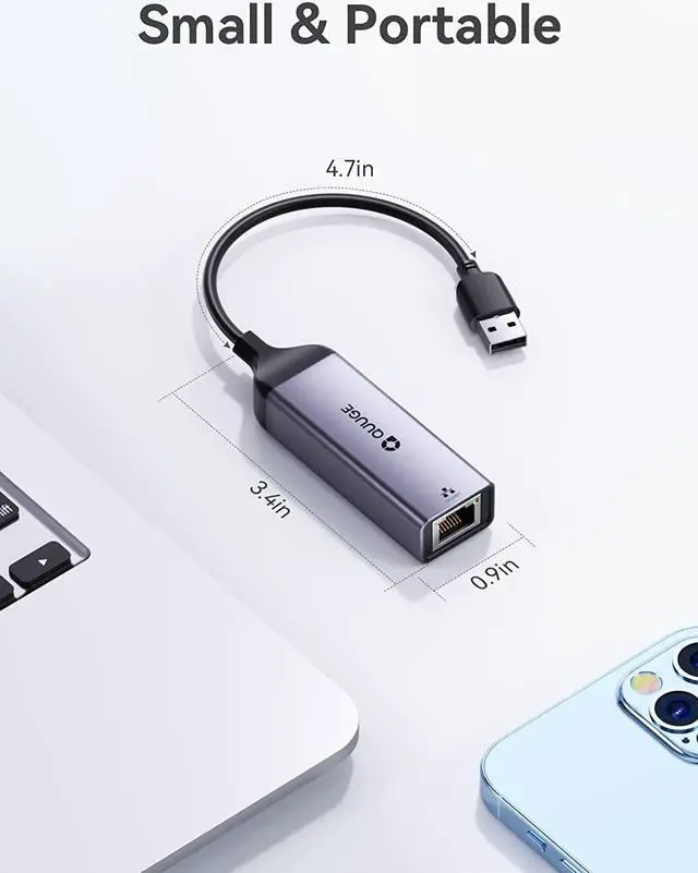 Alt view image 6 of 6 - USB to Ethernet Adapter, Plug & Play USB 3.0 to 1000 Gigabit RJ45 LAN Ethernet Adapter for Laptop, Aluminium Portable USB Network Adapter Compatible for Nintendo Switch MacBook PC Mac Window - QUUGE