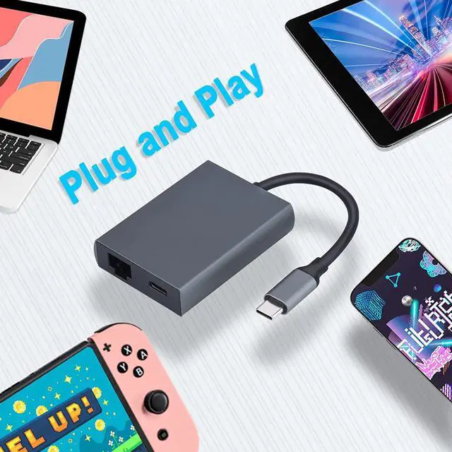 Alt view image 4 of 7 - USB C to Ethernet Adapter with Charging for iPhone 15 Pro/Max/Plus, MacBook Pro/Air, iPad Pro, Samsung and More - USB Network Adapter