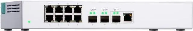 Alt view image 5 of 6 - QNAP QSW-308-1C 10GbE Switch, with 3-Port 10G SFP+ (One 10GbE SFP+/RJ45 Combo Port) and 8-Port Gigabit Unmanaged Switch