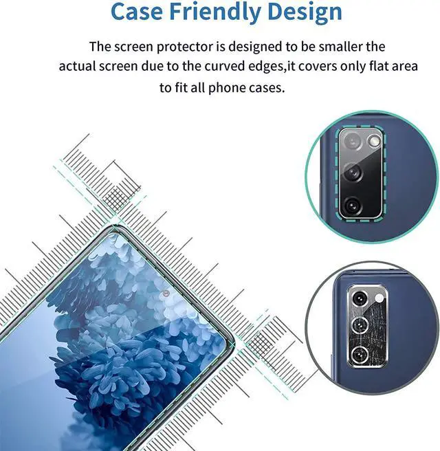 Alt view image 6 of 7 - Galaxy S20 FE Screen Protector and Camera Protector, [3 Screen Protectors+3 Camera Protectors][Support Fingerprint] Tempered Glass Screen Protector for Samsung Galaxy S20 FE 5G/4G
