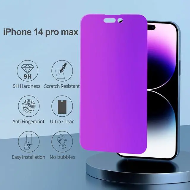 Alt view image 3 of 7 - PDDKISS Compatible for iPhone 14 Pro Max Privacy Screen Protector 6.7 inch Display, Gradient Colorful Anti Spy Anti Blue Light HD Screen Protector Tempered Glass Easy Installation