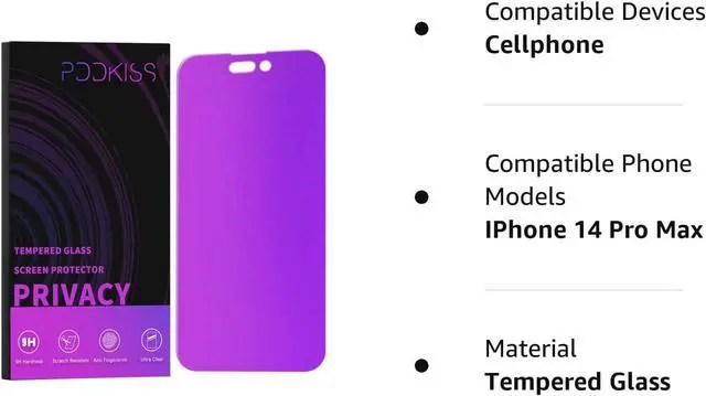 Alt view image 7 of 7 - PDDKISS Compatible for iPhone 14 Pro Max Privacy Screen Protector 6.7 inch Display, Gradient Colorful Anti Spy Anti Blue Light HD Screen Protector Tempered Glass Easy Installation