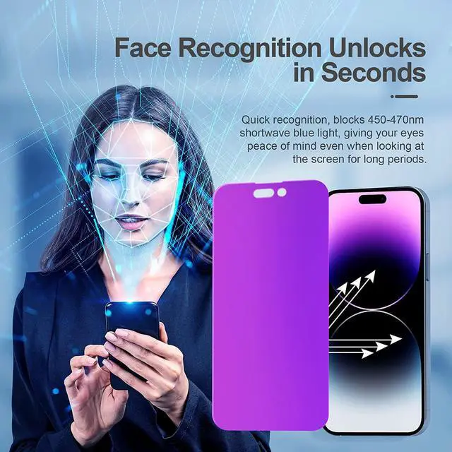 Alt view image 6 of 7 - PDDKISS Compatible for iPhone 14 Pro Max Privacy Screen Protector 6.7 inch Display, Gradient Colorful Anti Spy Anti Blue Light HD Screen Protector Tempered Glass Easy Installation