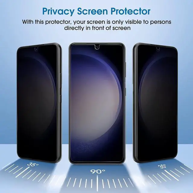 Alt view image 3 of 6 - amFilm 2+2 Pack Samsung Galaxy S23 6.1'' Privacy Screen Protector with Camera Lens Protector, Anti Spy Hybrid Film, Fingerprint ID Compatible, Easy to Installation.