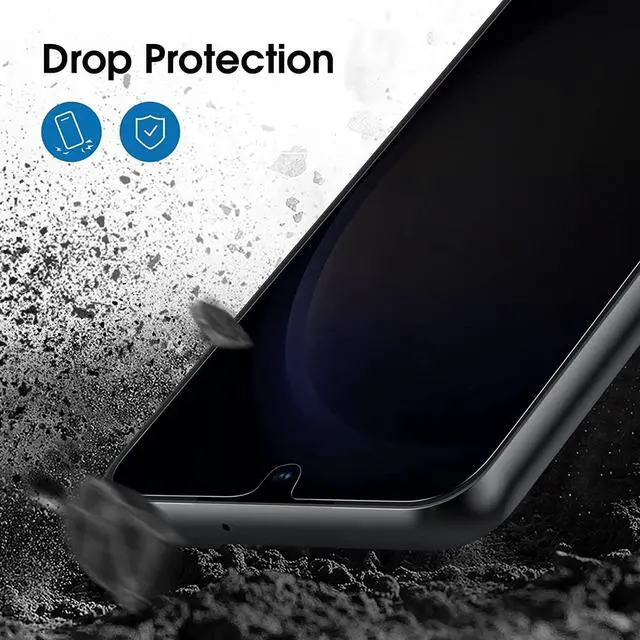 Alt view image 5 of 6 - amFilm 2+2 Pack Samsung Galaxy S23 6.1'' Privacy Screen Protector with Camera Lens Protector, Anti Spy Hybrid Film, Fingerprint ID Compatible, Easy to Installation.