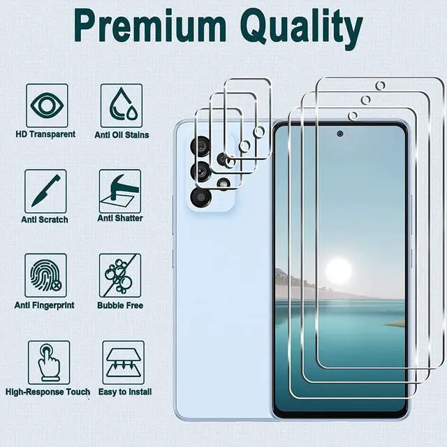 Alt view image 2 of 7 - [3+3 Pack] Galaxy A53 5G Screen Protector + Camera Lens Protector, HD Tempered Glass Film, 9H Hardness, Scratch Resistant, Easy Installation, Bubble Free, Screen Protector for Samsung Galaxy A53 5G