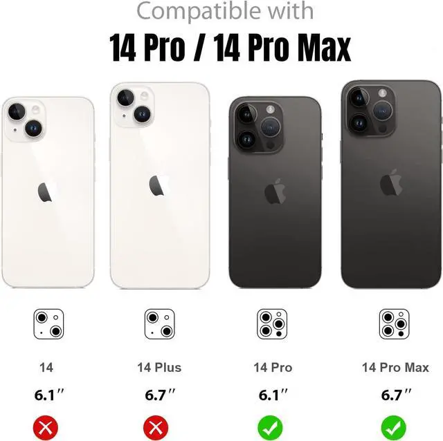 Alt view image 2 of 6 - Jeluse [3X2 Pack Camera Lens Protector for iPhone 14 Pro Max for iPhone 14 Pro, 9H Tempered Glass Screen Protector Cover [Alignment Kit Eazy installation] Metal Individual Ring