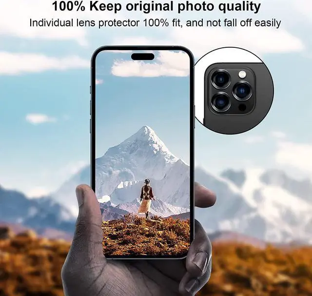 Alt view image 4 of 6 - Jeluse [3X2 Pack Camera Lens Protector for iPhone 14 Pro Max for iPhone 14 Pro, 9H Tempered Glass Screen Protector Cover [Alignment Kit Eazy installation] Metal Individual Ring