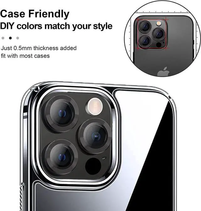 Alt view image 5 of 6 - Jeluse [3X2 Pack Camera Lens Protector for iPhone 14 Pro Max for iPhone 14 Pro, 9H Tempered Glass Screen Protector Cover [Alignment Kit Eazy installation] Metal Individual Ring