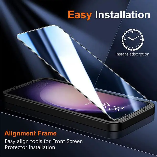 Alt view image 6 of 7 - UniqueMe for S23 Plus Screen Protector,Ultrasonic Fingerprint Unclock[2+2 Pack] Samsung Galaxy S23+ / S23 Plus 6.6 inch 9H Tempered Glass and Camera Lens Protector Case Friendly