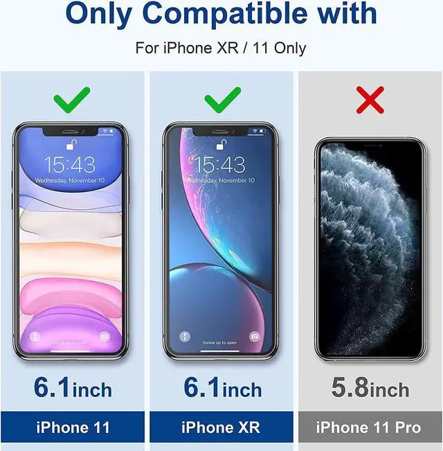 Alt view image 2 of 7 - ImpactStrong Shatterproof Tempered Glass Screen Protector for iPhone 11 / iPhone XR [Easy Installation Frame] [Bubble Free] [9H Hardness] [Full Coverage] Case Friendly, 6.1 Inch - (3-Pack)