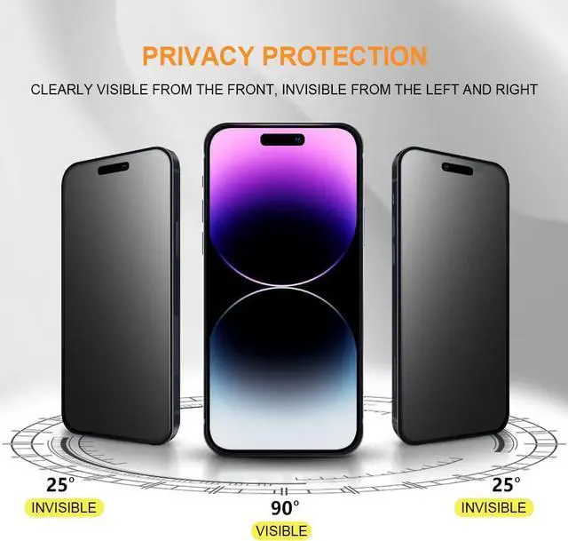 Alt view image 2 of 6 - for iPhone 14 Pro Max 6.7" Matte Privacy Screen Protector with Camera Lens Protector full coverage Anti-glare anti-spy Tempered Glass Film anti-fingerprint no black border Easy Installation