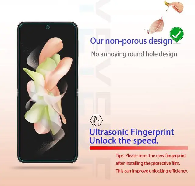 Alt view image 4 of 6 - Galaxy Z Flip 4 5G Screen Protector + Camera Lens Protectors, [2+2 Pack] Full Coverage Screen Protector for Galaxy Z Flip 4 [Case-Friendly][Anti-Shatter][3D Glass]
