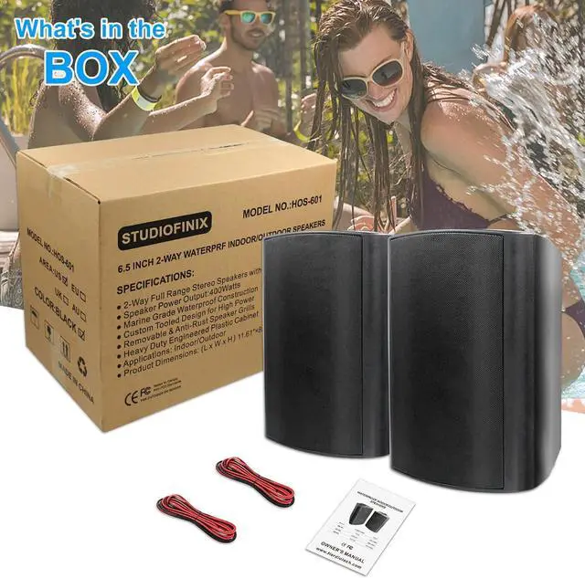 Alt view image 7 of 7 - 6.5 Inch 400W Outdoor Speakers Wired Waterproof Passive, Wall Mount Speakers for Patio Home Garage Pool (White)