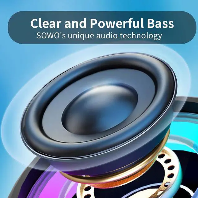Alt view image 2 of 7 - Bluetooth Shower Speaker Waterproof | Small Portable Bluetooth Speaker Wireless with Clip | Powerful Bass and Louder Volume | Colorful Lights and Lightweight | with TWS Pairing | Black